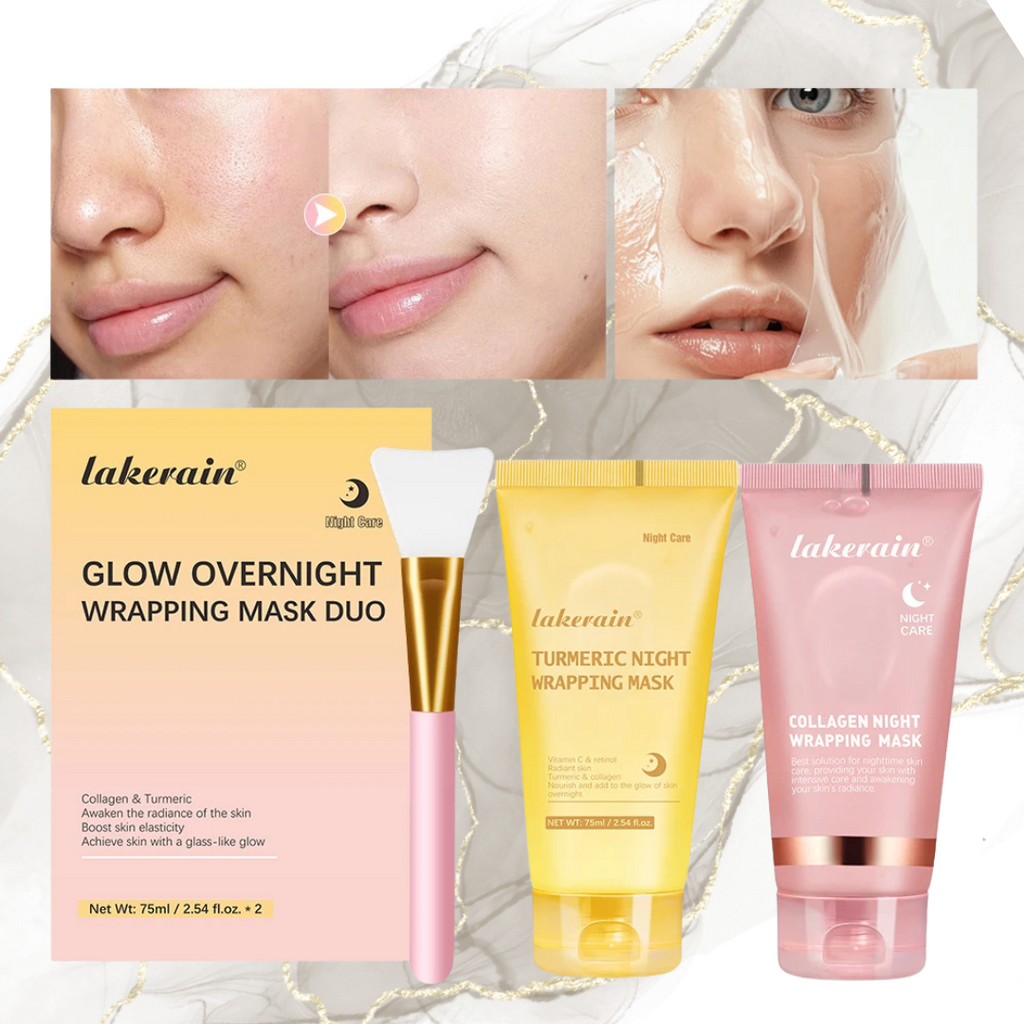 🌙 Pack Duo Masques de Nuit au Collagène & Curcuma + Applicateur – Éclat & Régénération