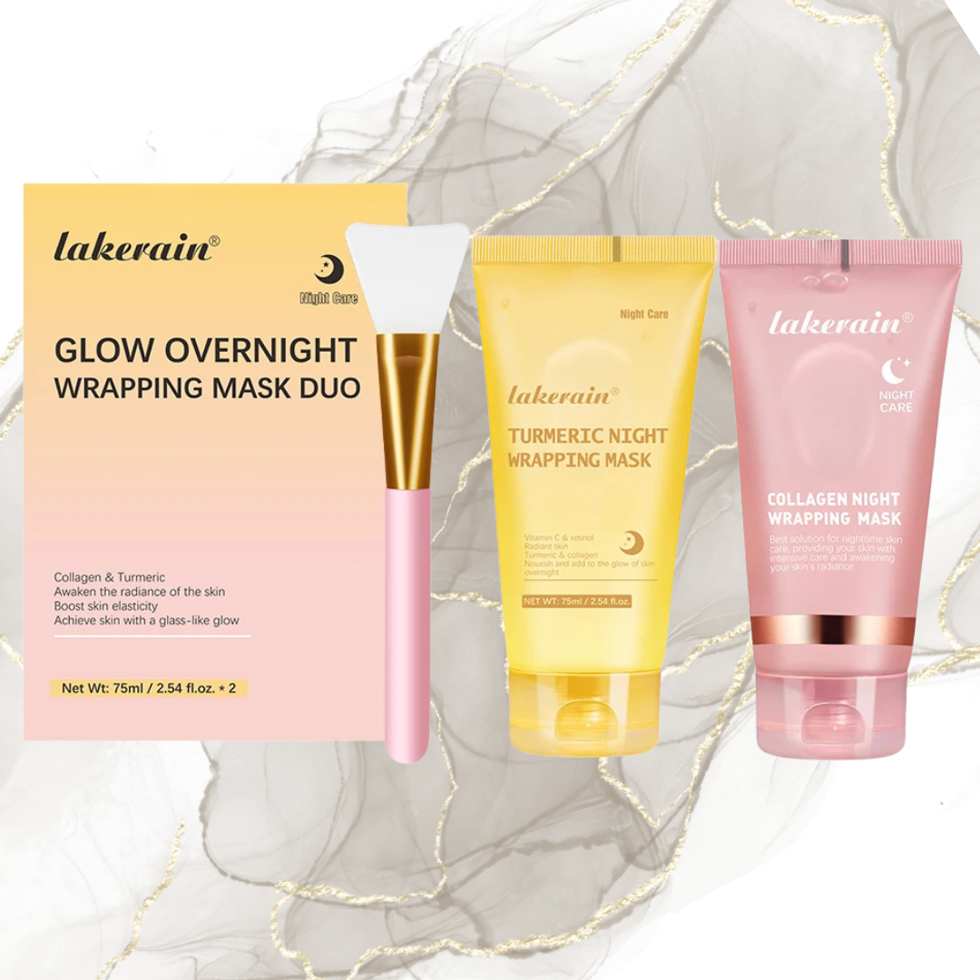 🌙 Pack Duo Masques de Nuit au Collagène & Curcuma + Applicateur – Éclat & Régénération